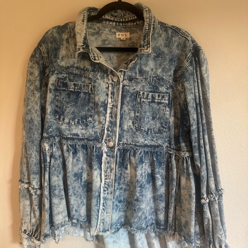 Pol Blue Denim Buttoned Jacket Medium - image 1
